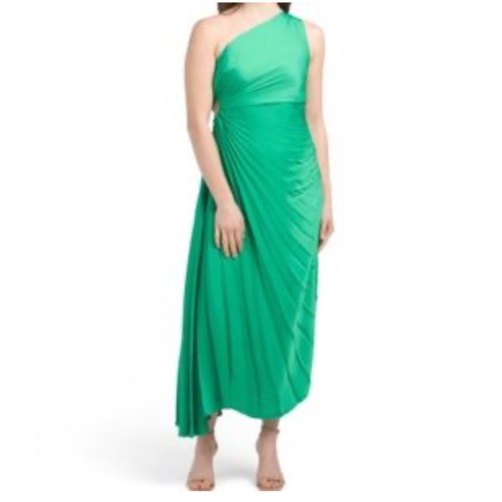 House of Harlow 1960 Green Asymmetrical Ruched Gown
